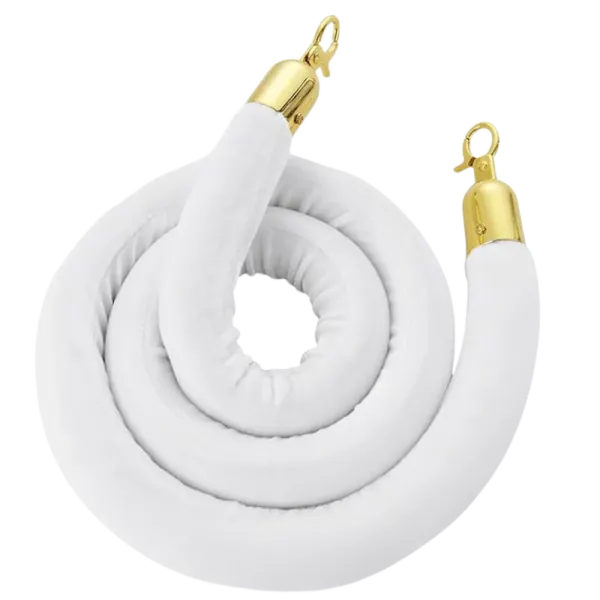 White velvet rope with gold end caps